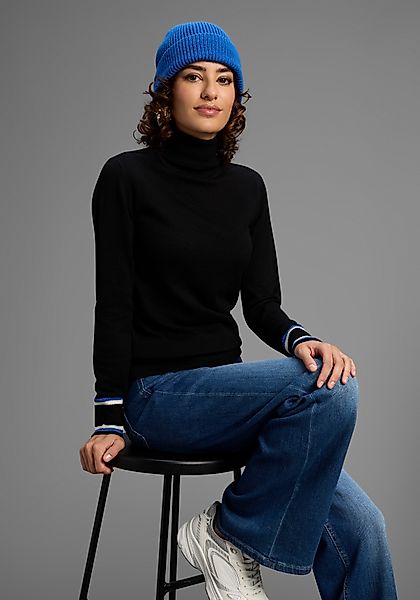 AJC Rollkragenpullover Feinstrick mit trendy Kontraststreifen günstig online kaufen