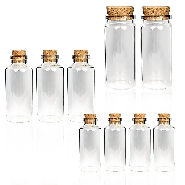 Bestlivings Fläschchen Glas mit Korken 12er Pack Mix 2 x 50ml & 4 x 10 ml & günstig online kaufen