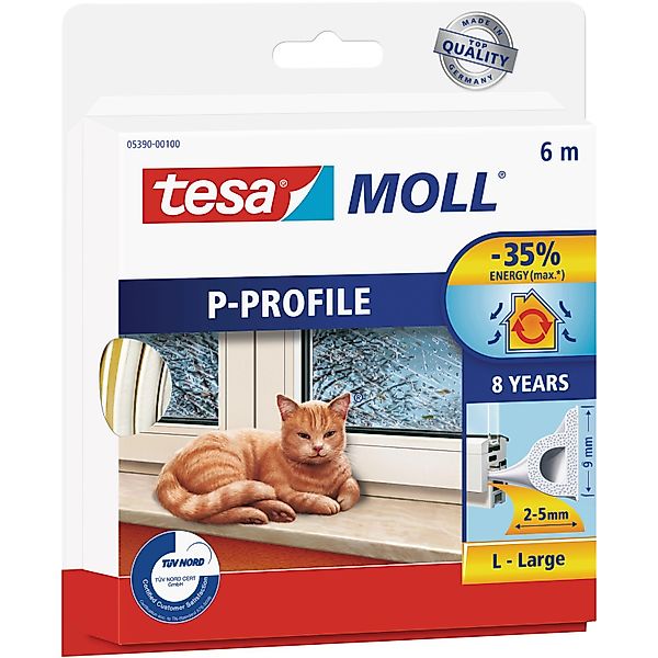 tesa Türbodendichtung tesa Moll P-Profil Classic 6 m, weiß günstig online kaufen