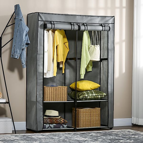 HOMCOM Stoffschrank Faltschrank mit Kleiderstangen, 4 Fächern (Faltbare Gar günstig online kaufen