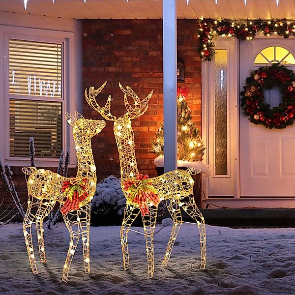 COSTWAY Weihnachtsfigur, 2-teilige LED Rentier Familie günstig online kaufen