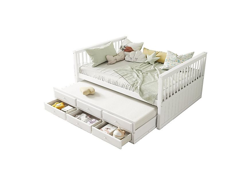 HAUSS SPOLE Holzbett 140x200/90x190cm Kinderbett mit Bettauszug, drei Schub günstig online kaufen