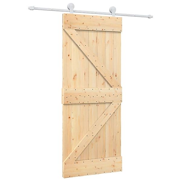 vidaXL Schiebetür mit Beschlag 85x210 cm Massivholz Kiefer 3203083 günstig online kaufen