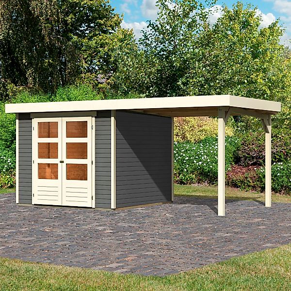 Karibu Gartenhaus "Arnis 3,5" mit Anbaudach 2,40 cm Breite günstig online kaufen