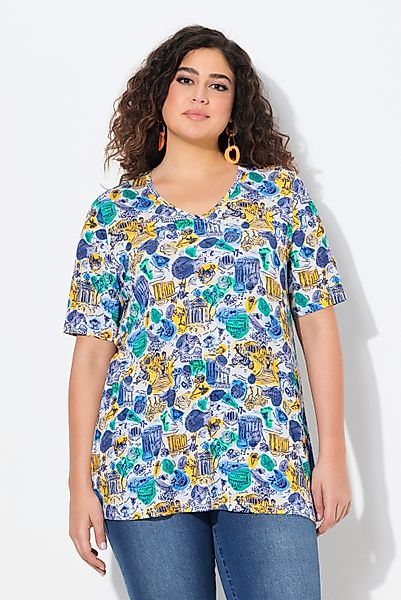 Ulla Popken T-Shirt T-Shirt Urlaubsmotive A-Linie günstig online kaufen