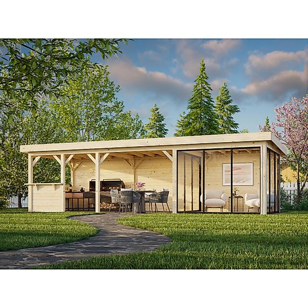 Palmako Pavillon Lenna Set 416 Slide 876 x 300 cm Lackiert Weiß FSC® günstig online kaufen