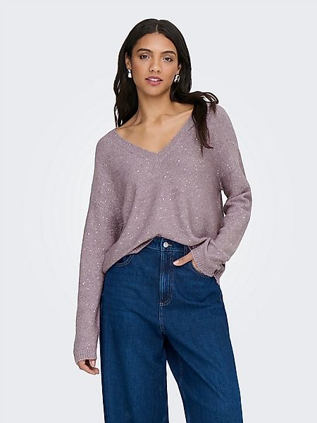 ONLY Strickpullover ONLARIZONA LS SEQUINS V-NECK PUL KNT günstig online kaufen