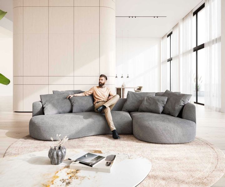 DELIFE Big-Sofa Edina, Cord Beige 330x170 günstig online kaufen