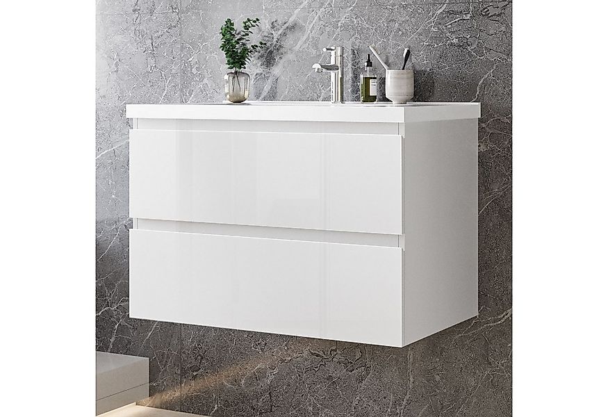 duschspa Waschtisch Badmöbel Set Waschbecken mit Unterschrank MDF, Hochglan günstig online kaufen