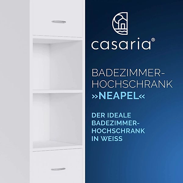 Casaria Hochschrank Neapel Badezimmerhochschrank 30 cm Breit mit 2 Türen Ba günstig online kaufen