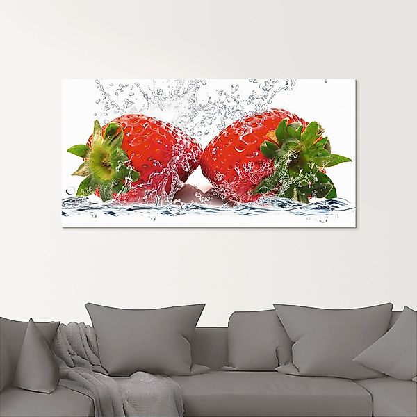 Artland Glasbild »Erdbeeren mit Spritzwasser«, Lebensmittel, (1 St.), in ve günstig online kaufen