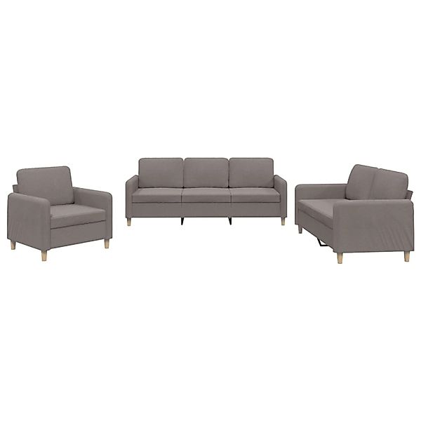 vidaXL 3-Tlg Sofagarnitur mit Kissen Taupe Stoff 3202061 günstig online kaufen