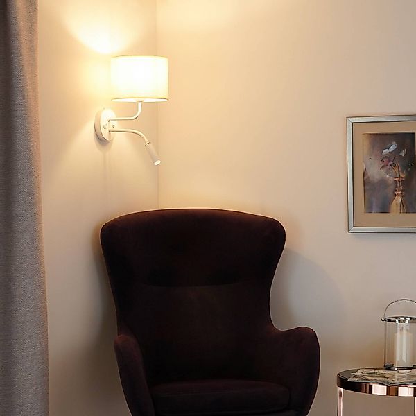 Wandleuchte Roller, Stoff, weiß/beige, Leselicht günstig online kaufen