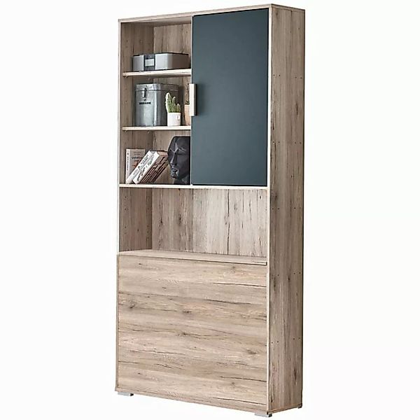 Lomadox Hochschrank CANTON-43 Eiche Nb. mit graphit, 1 Tür, 1 Bettkasten günstig online kaufen