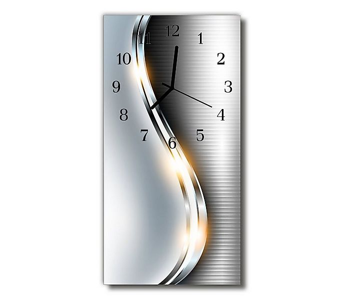 Tulup Wanduhr Silberne Welle Moderne Küche Stille Glasuhr 30 cm x 60 cm (An günstig online kaufen