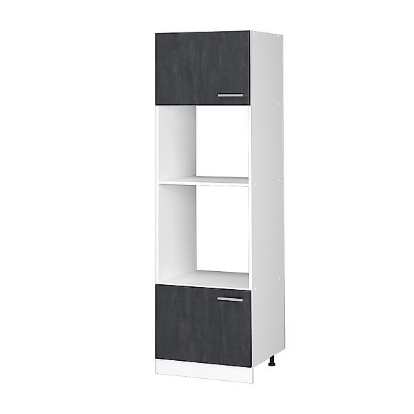 Vicco Mikrowellenumbauschrank R-Line, Schwarz Beton/Weiß günstig online kaufen