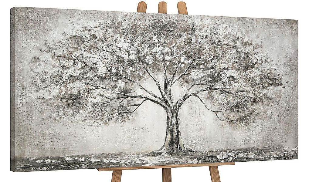 YS-Art Gemälde Lebensbaum, Landschaft, Leinwand Bild Handgemalt Grau Lebens günstig online kaufen