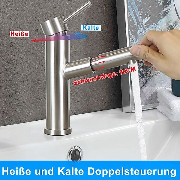 ZMH Waschtischarmatur Bad Schwarz Wasserhahn Ausziehbar günstig online kaufen