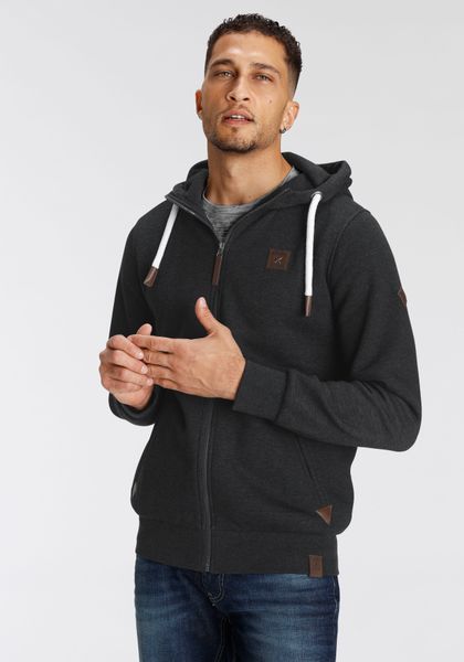 AJC Kapuzensweatjacke mit Lederappltikationen an den Eingriffstaschen günstig online kaufen