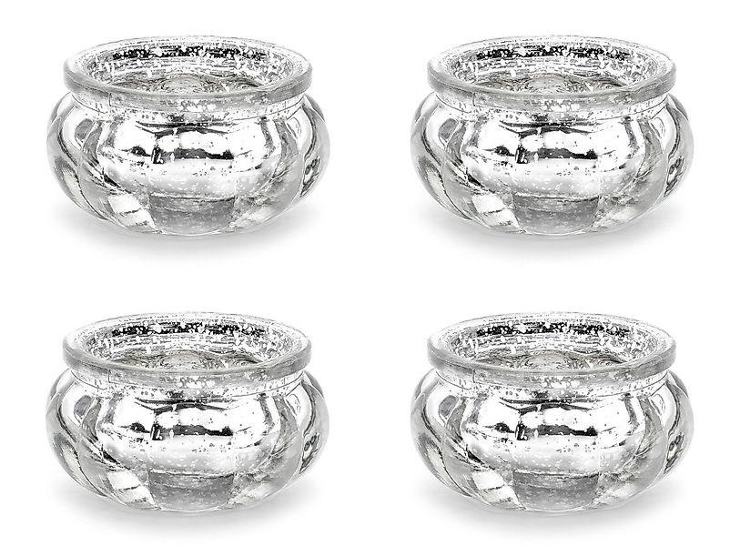 partydeco Kerzenhalter, Teelichtgläser 6x3cm silber 4er Set günstig online kaufen