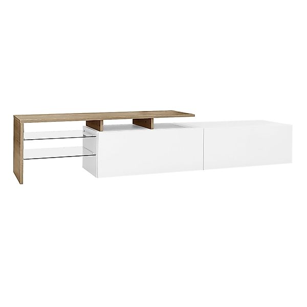 TV-Schrank mit LED-Beleuchtung, Stauraum und Glasböden, 170x33x33,5 cm, Nat günstig online kaufen