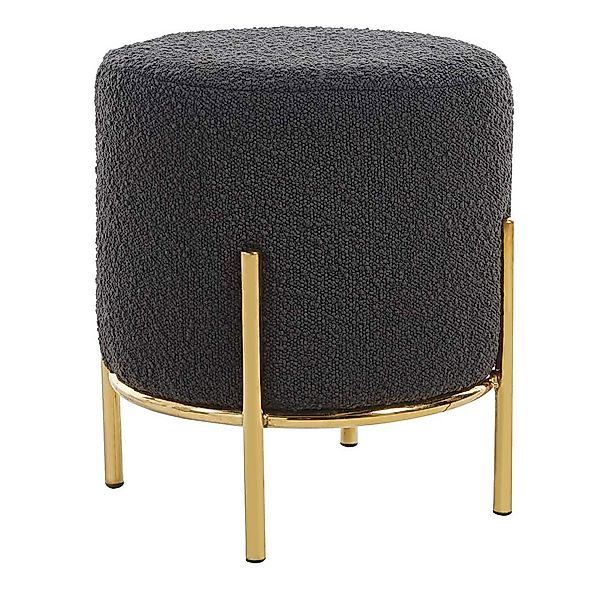 Hocker Boucle Metall in Anthrazit Goldfarben günstig online kaufen