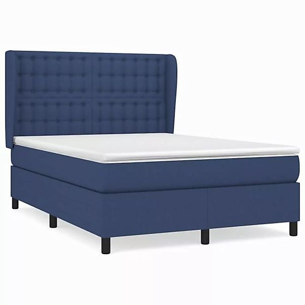 vidaXL Boxspringbett mit Matratze Blau 140x200 cm Stoff1395317 günstig online kaufen