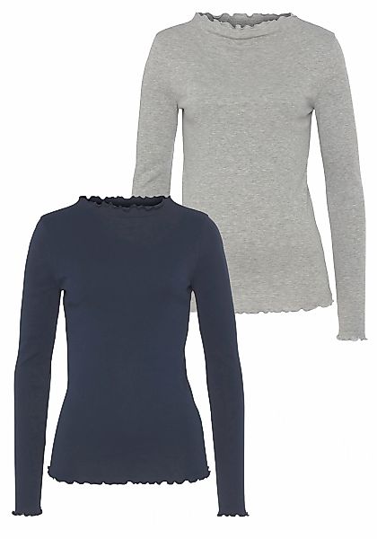 Flashlights Langarmshirt, 2 Stk. sehr figurbetonte Passform, gekräuselter A günstig online kaufen