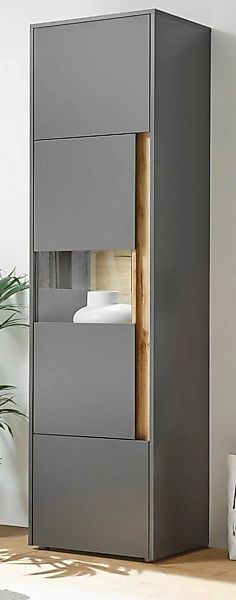 Furn.Design Aktenschrank Center (Hochschrank in grau mit Wotan Eiche, 3-tür günstig online kaufen