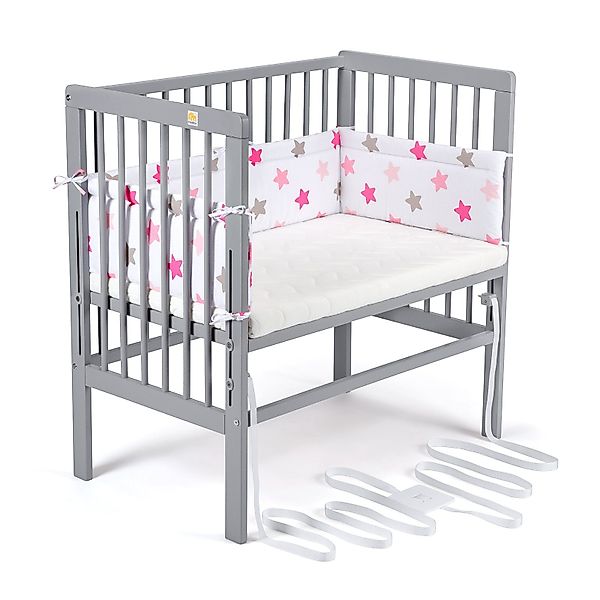 FabiMax Beistellbett Babybett Boxspring grau, 90 günstig online kaufen