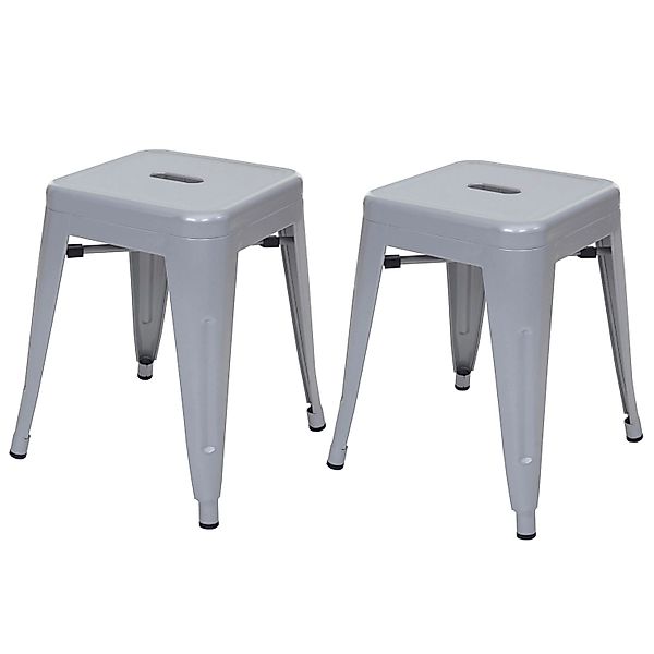 PROREGAL 2er-Set Hocker Sitzhöhe 46cm Metall Industriedesign Stapelbar Grau günstig online kaufen