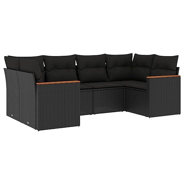 vidaXL 6-Tlg Garten-Sofagarnitur mit Kissen Schwarz Poly Rattan 3226258 günstig online kaufen