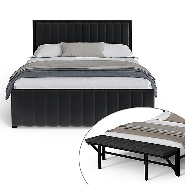 LVHOM Polsterbett Metallbett 140x200cm/160x200cm Bettgestell mit klappbare günstig online kaufen