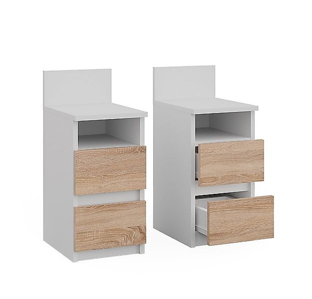 Vicco Nachtschrank Monty, Weiß/Sonoma, 25 x 59.1 cm 2er Set (2-St) günstig online kaufen