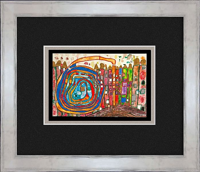 artissimo Bild mit Rahmen Hundertwasser / Poster gerahmt 35x30cm / Bild mit günstig online kaufen