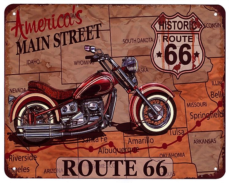 Moritz Metallschild Blechschild ROUTE 66 Americas Main Street, (Einzeln), 2 günstig online kaufen