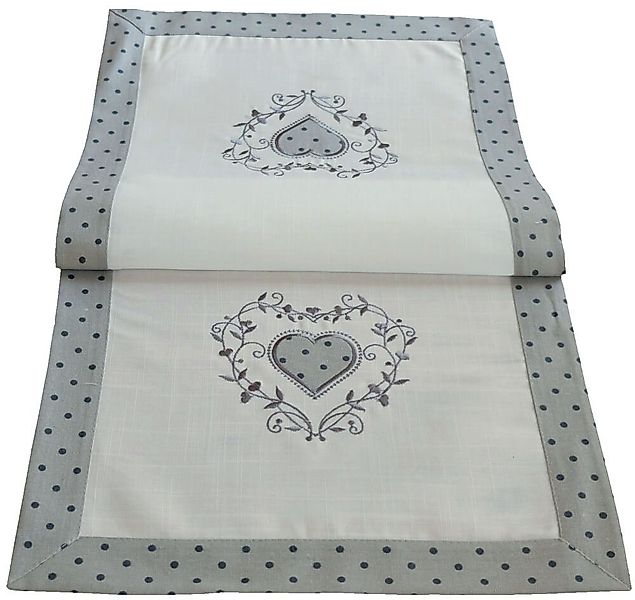 matches21 HOME & HOBBY Tischdecke Tischläufer Landhaus Stick Herz 40x90 cm günstig online kaufen