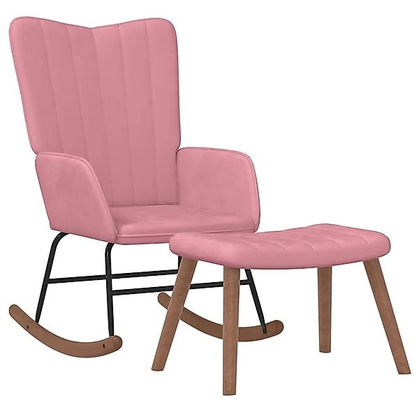 vidaXL Schaukelstuhl mit Hocker Samt Rosa 327758 günstig online kaufen