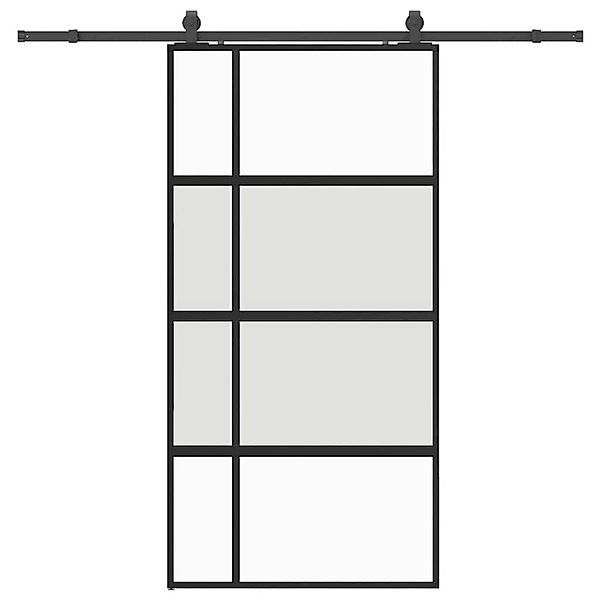 vidaXL Schiebetür mit Beschlag Schwarz 102,5x205 cm Hartglas 3375980 günstig online kaufen