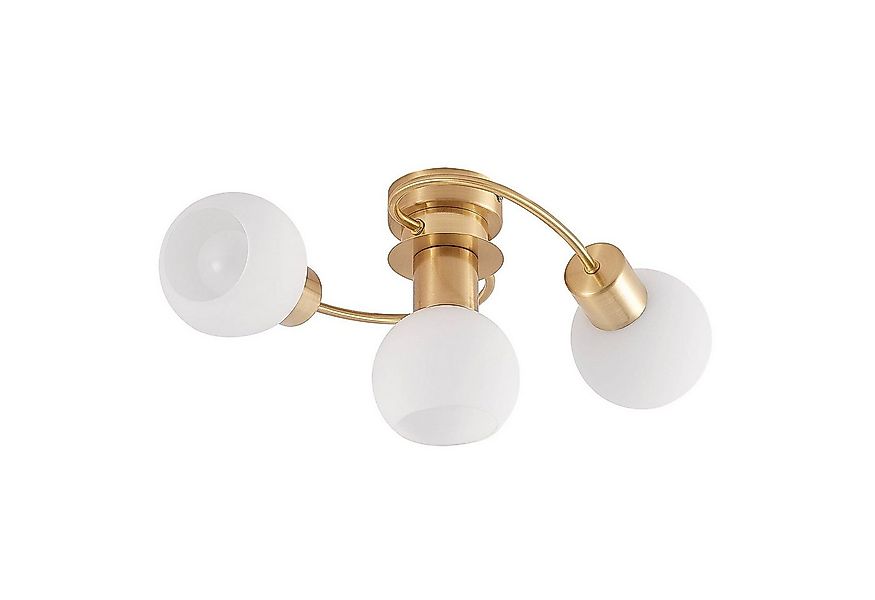 Lindby Deckenleuchten Ciala, Glas Gold / Messing IP20, 3 x 40 W günstig online kaufen