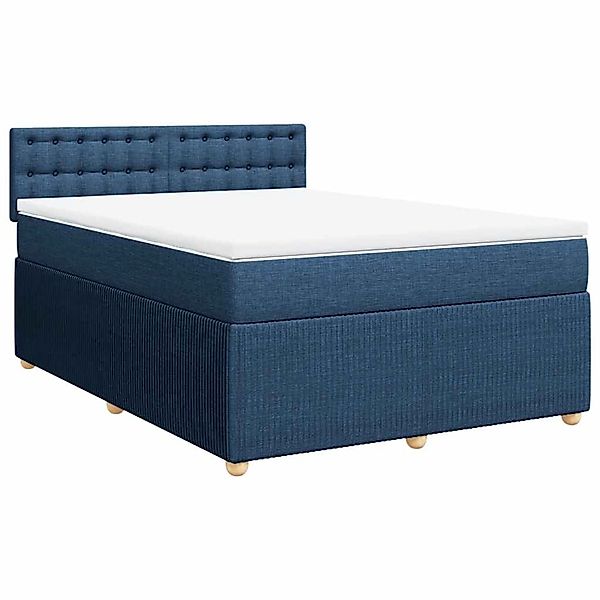 vidaXL Boxspringbett mit Matratze Blau 160x200 cm Stoff 3287527 günstig online kaufen