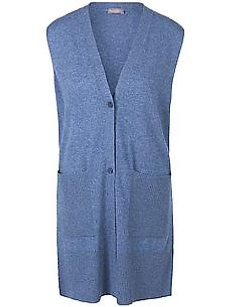 Long-Strickweste aus Schurwolle und Kaschmir Peter Hahn blau günstig online kaufen