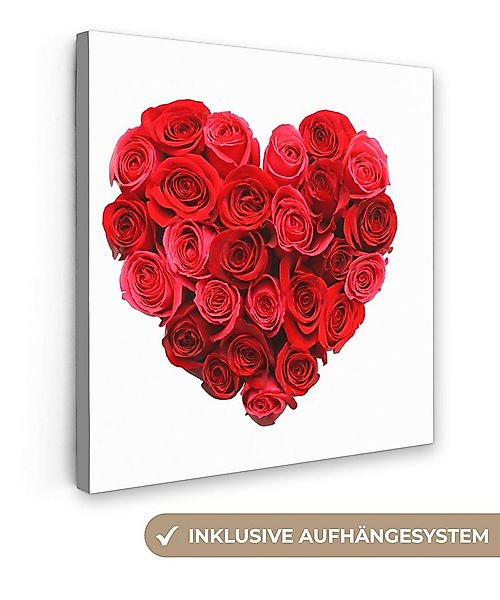 OneMillionCanvasses® Leinwandbild Rosen - Rot - Herz, Fotodruck (1 St), Wan günstig online kaufen