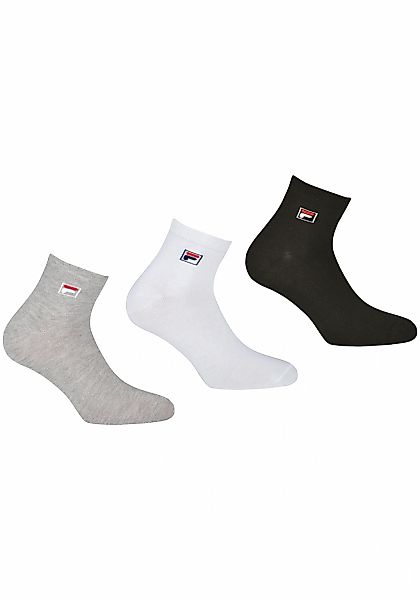 Fila Kurzsocken "UNISEX QUARTER PLAIN SOCKS", (3 Paar), mit eingestrickem L günstig online kaufen