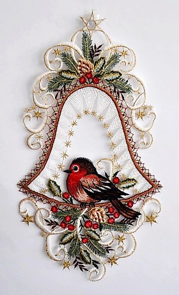 Stickereien Plauen Fensterbild "Vogel in Glocke" günstig online kaufen