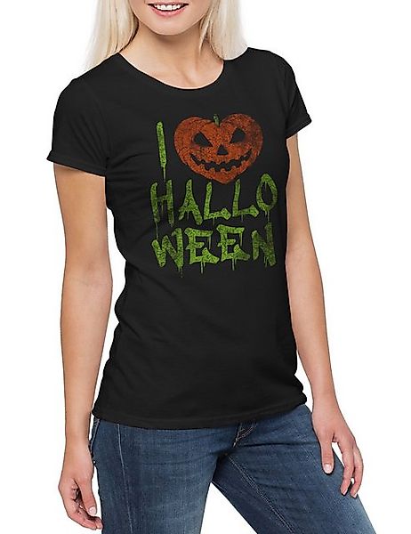 Urban Backwoods Print-Shirt I Love Halloween Damen T-Shirt Kürbis Gesicht L günstig online kaufen