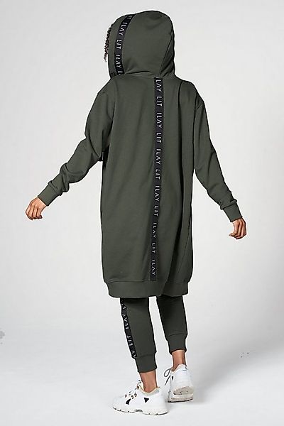 ILAY Lit Kapuzensweatjacke Hoodiemantel, Midi, Olive Labelband am Rücken günstig online kaufen