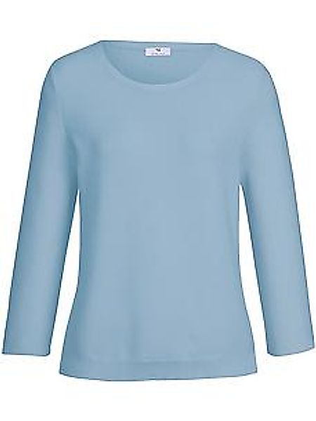 Rundhals-Pullover 3/4-Arm aus 100% SUPIMA®-Bau Peter Hahn blau günstig online kaufen