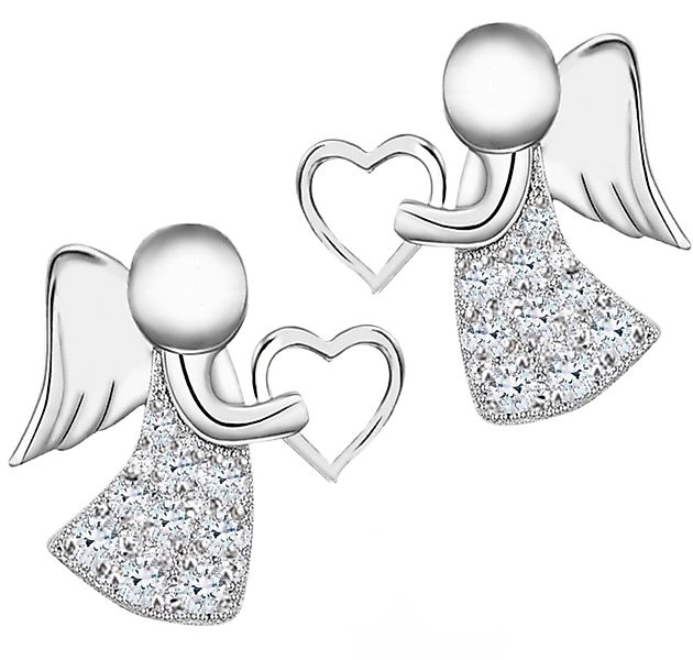 Goldene Hufeisen Paar Ohrstecker Zirkonia Engel Herz Ohrringe 925 Silber Rh günstig online kaufen