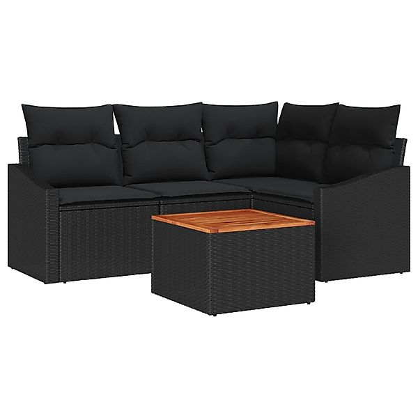 vidaXL Garten-Sofa-Set 5-Tlg Schwarz 3356497 günstig online kaufen